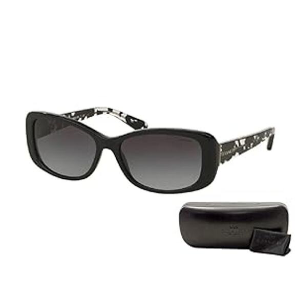 Coach Black Crystal Mosaic/Light Grey Gradient Rectangle Women Sunglasses - Picture 2 of 3